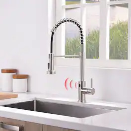 Ropilly - Touchless Kitchen Faucet with Pull Out Sprayer, Motion Sensor Kitchen Faucet - Brushed Nickel