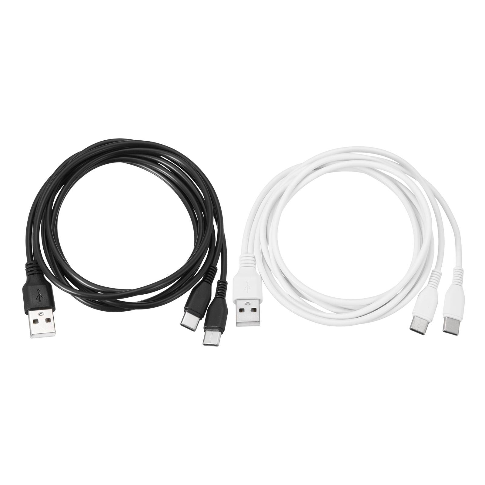 Unique Bargains - Multi USB A to 2 USB-C Splitter, 2-in-1, 39in, 5V 2A, 2pcs - for Phone/Power Bank/Tablet - Black, White