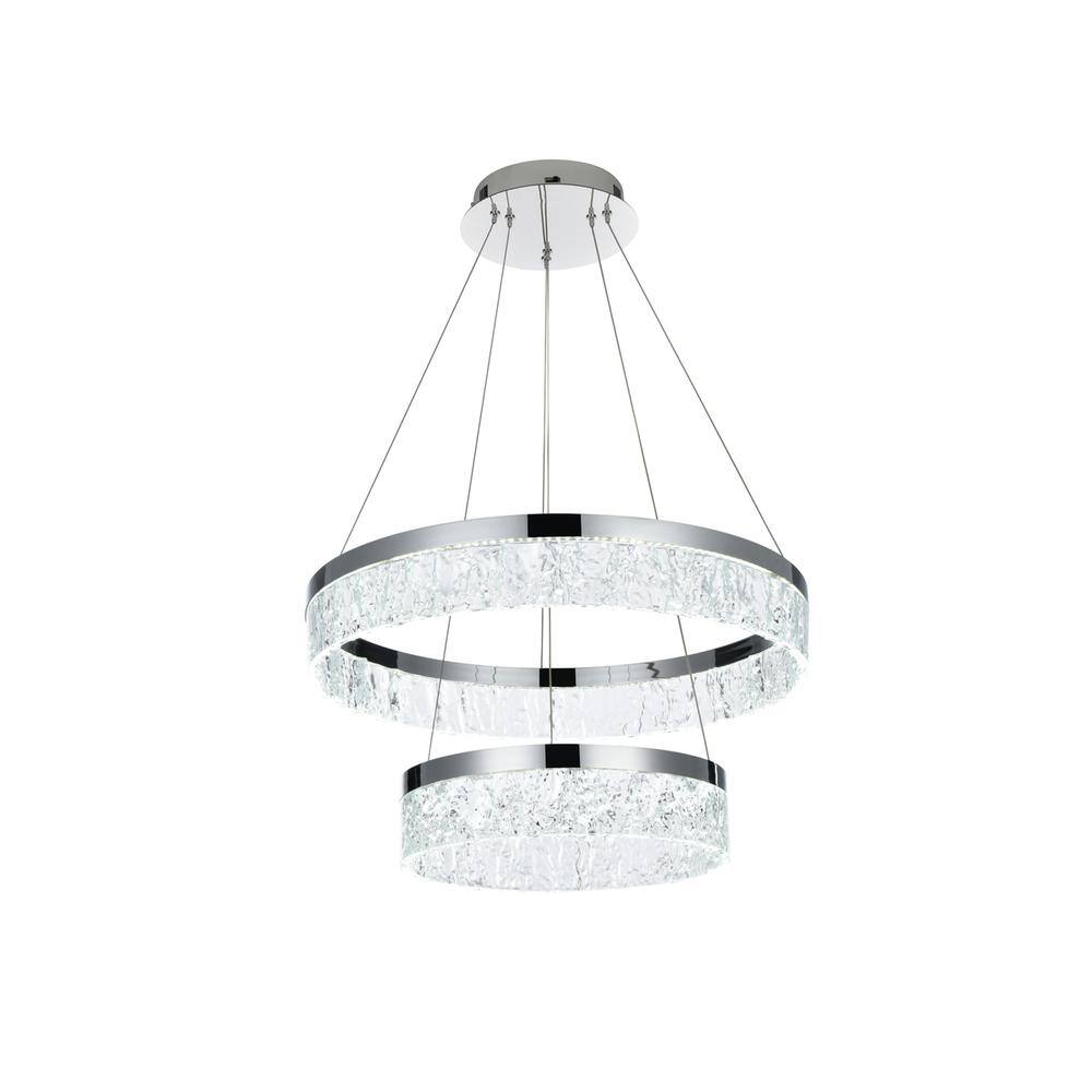 Back. Elegant Lighting - Linden 22 inch Adjustable LED chandelier in Chrome - Chrome.