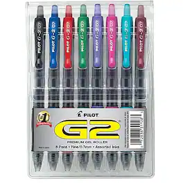 Pilot - G2 Retractable Gel Pens, Fine Point, 8/Pack - Assorted Ink
