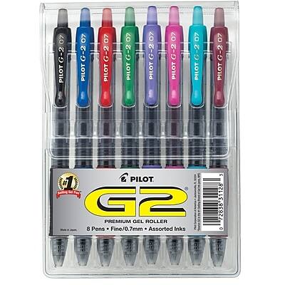 Pilot - G2 Retractable Gel Pens, Fine Point, 8/Pack - Assorted Ink