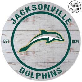 Jardine - JU Dolphins 20'' Indoor/Outdoor Weathered Circle Sign - White