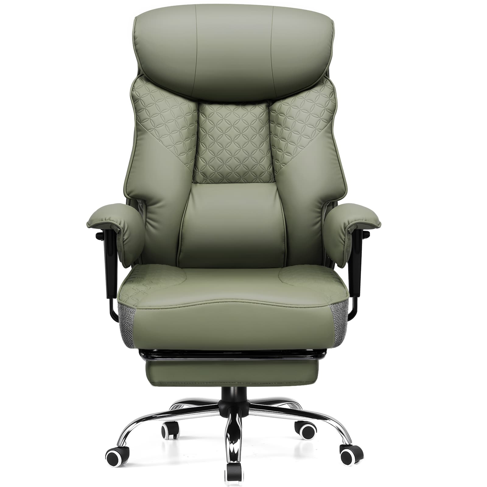 Front. GTPlayer - 400 LBS Wide Ergonomic Gaming Chair with Deluxe Embossing Designed Big and Tall Office Chair,Green - Green.