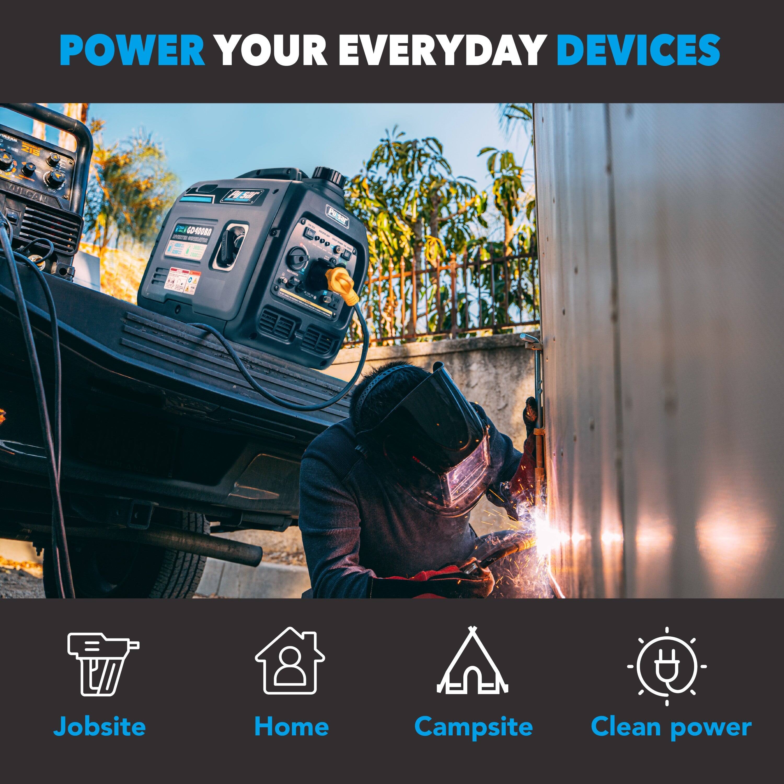 POWER YOUR EVERYDAY DEVICES

- Jobsite
- Home
- Campsite
- Clean power