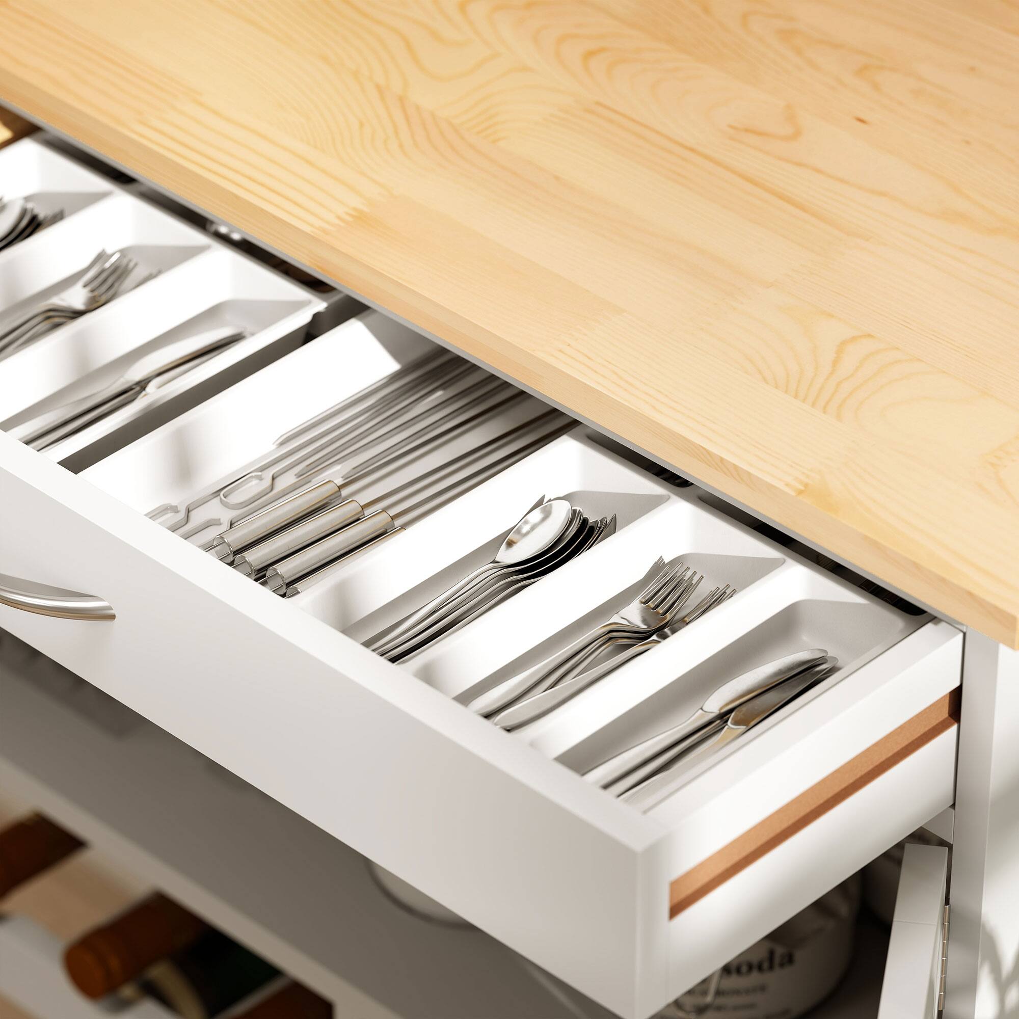 Alt View 7. Homcom - Bar Cart Rolling Kitchen Island on Wheels with 9-Bottle Wine Rack, Small Kitchen Cart with Wide Drawer, Kitchen Storage - White.