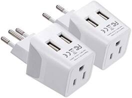 Ceptics - Brazil Travel Adapter Plug Set – Compact Type N & Type C with Dual USB + USA Input for Phones, Laptops & More - White