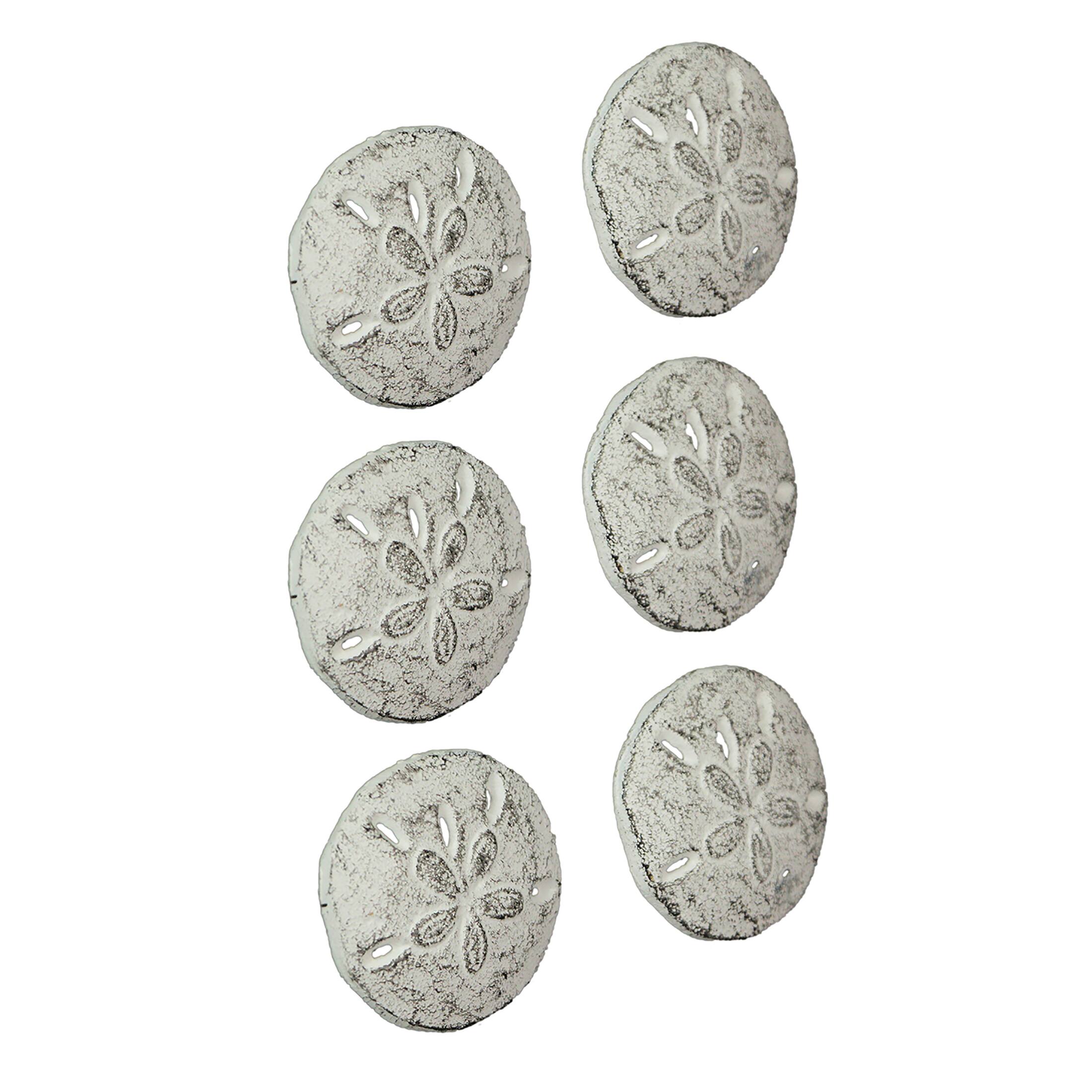 Alt View 6. Zeckos - White Sand Dollar Drawer Pulls – 6-Piece Coastal Knobs for Cabinets - White.