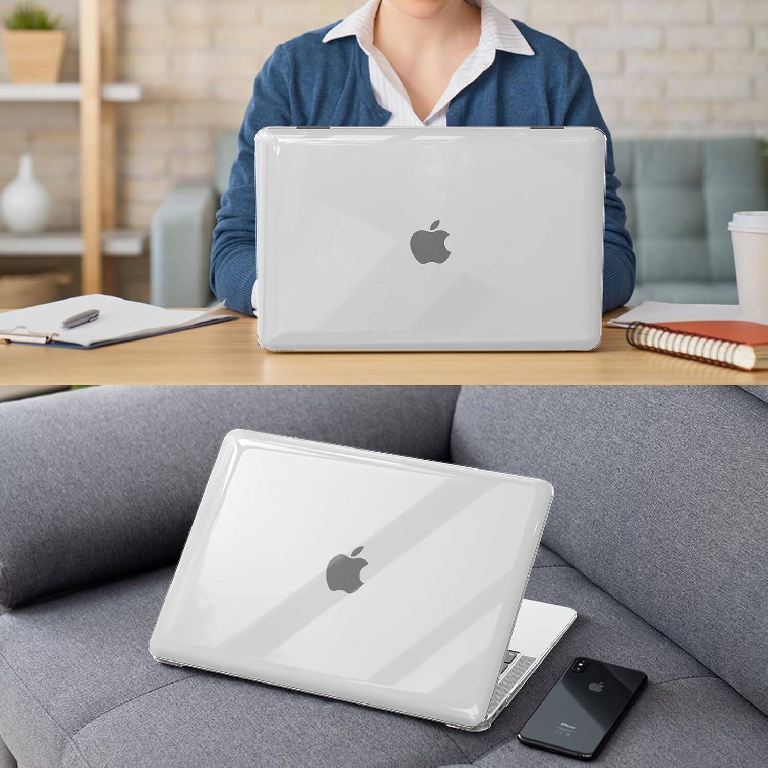 Alt View 4. Fintie - Case for MacBook Air 13.3 Inch A2337 A2179 A1932 (2018-2022 Release) Snap-On Hard Shell Cover, Lightweight - Crystal Clear.