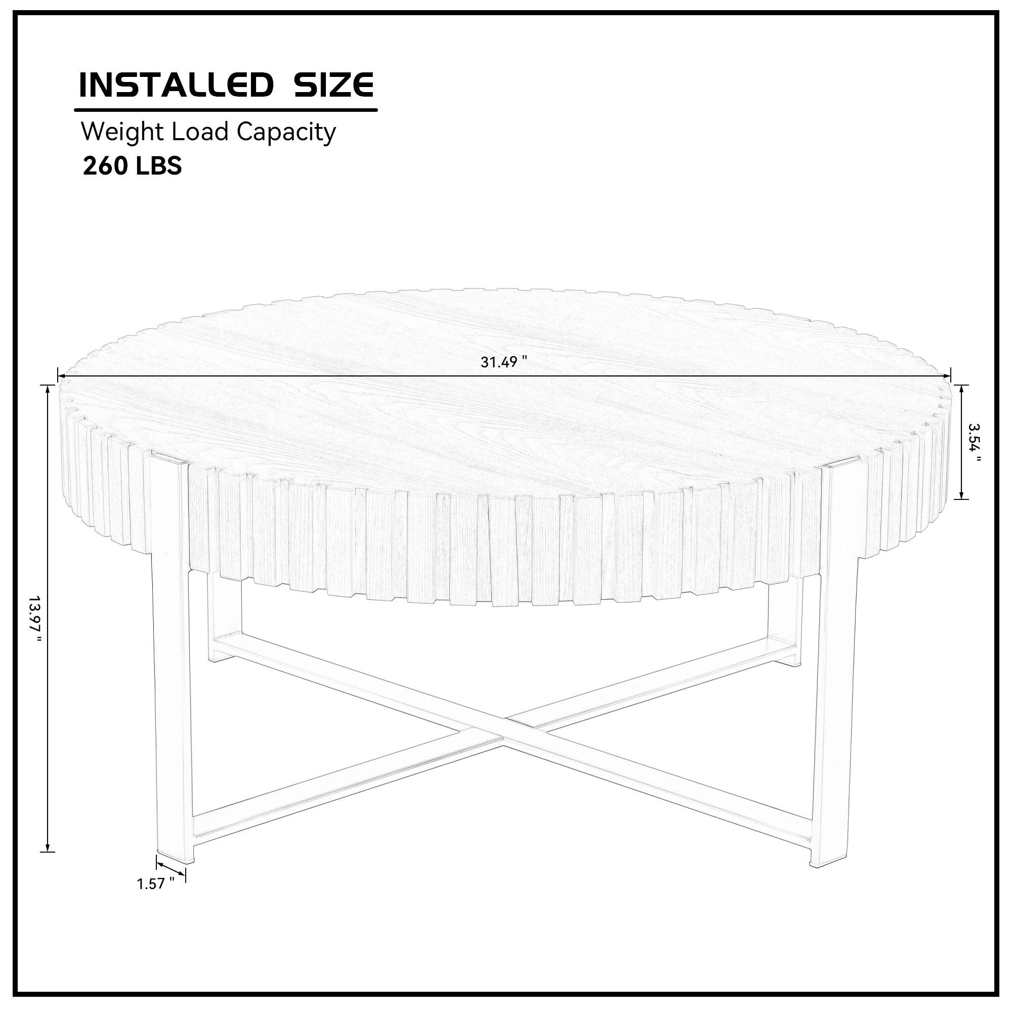 INSTALLED SIZE  
Weight Load Capacity  
260 LBS  

31.49"  
3.54"  
13.97"  
1.57"