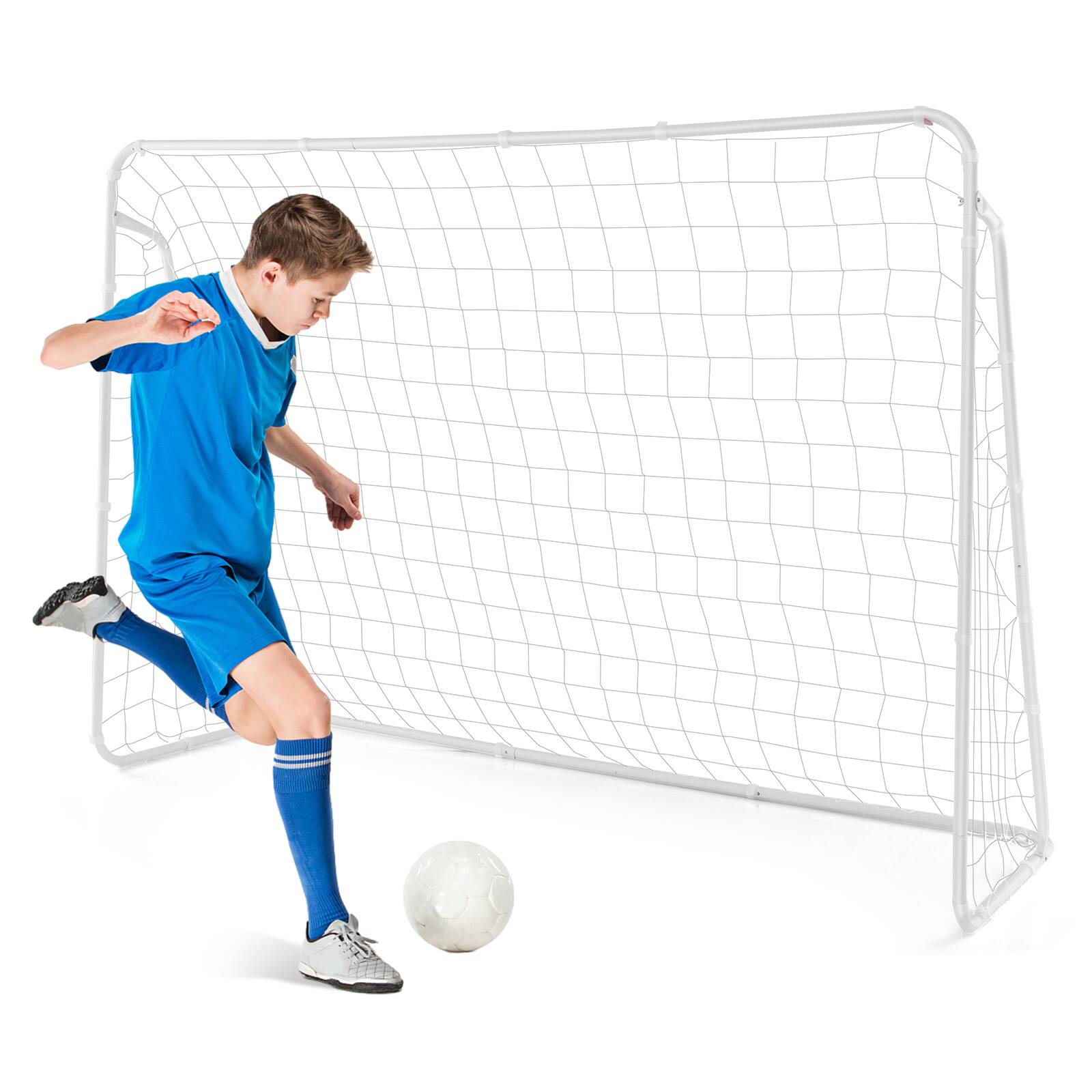 Front. Ecooso - Backyard Soccer Goal with Heavy Duty Frame and Ground Stakes - White.