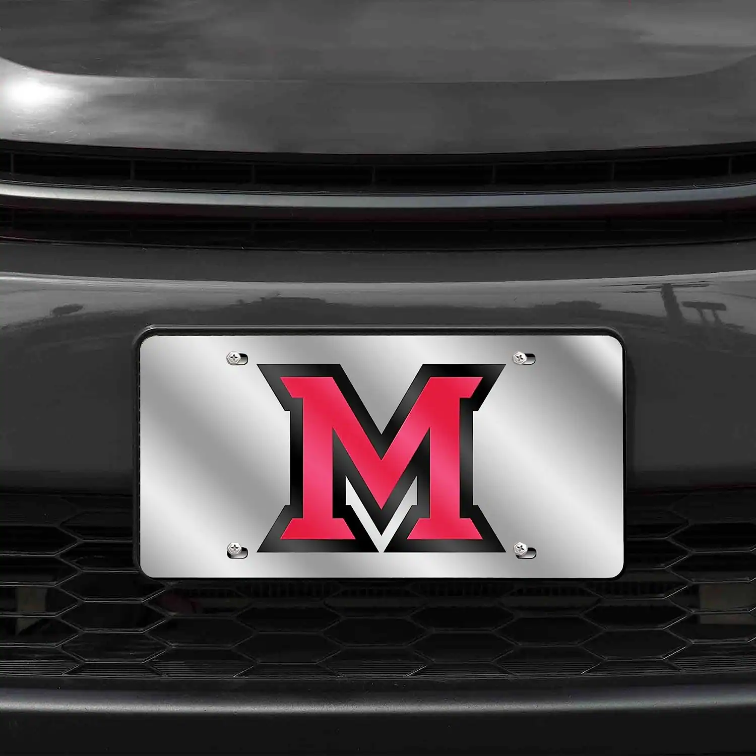 Alt View 1. Rico Industries - Miami of Ohio RedHawks Mirrored Laser Cut License Plate Laser Tag - Multi.