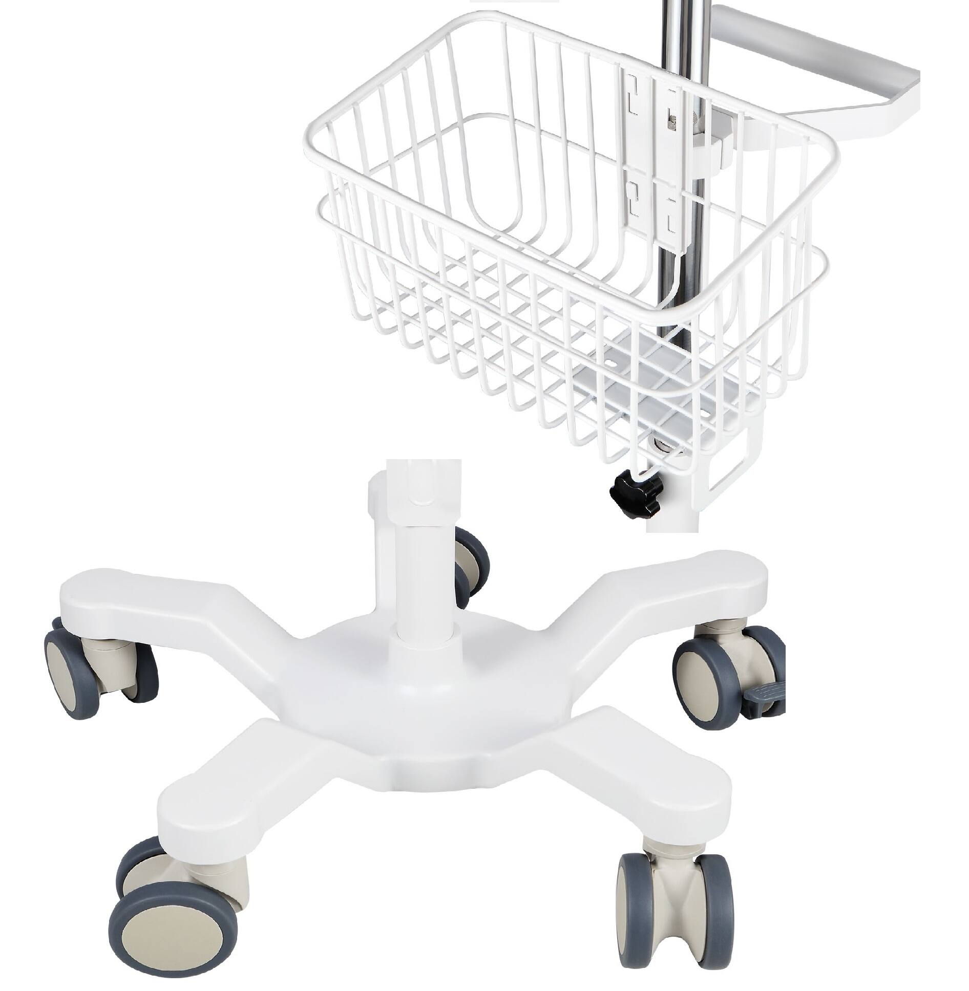 Alt View 5. Viva Comfort - Adjustable Height Mobile Cart Stand with Storage Basket for Welch Allyn 4400 Vital Signs Monitor - White.
