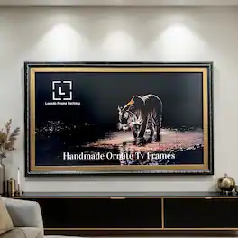 LAREDO FRAME FACTORY - 55 inch Handmade wood For TCL A300W NXTVISION Tv - TRUE BLACK STAIN WITH GOLD