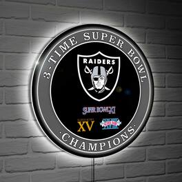 Evergreen Enterprises - Las Vegas Raiders Three-Time Super Bowl Champions XL Round LED Wall Sign - Multicolor