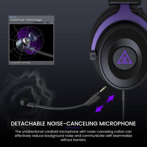EKSA VoicePure Technology  
CESA VoicePure Technology  

DETACHABLE NOISE-CANCELING MICROPHONE  
The unidirectional cardioid microphone with noise-canceling cotton can effectively reduce background noise and communicate with teammates without barriers.