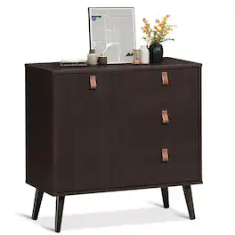 Costway - Sideboard Entryway Console Table w/ Display Cabinet Home - Brown