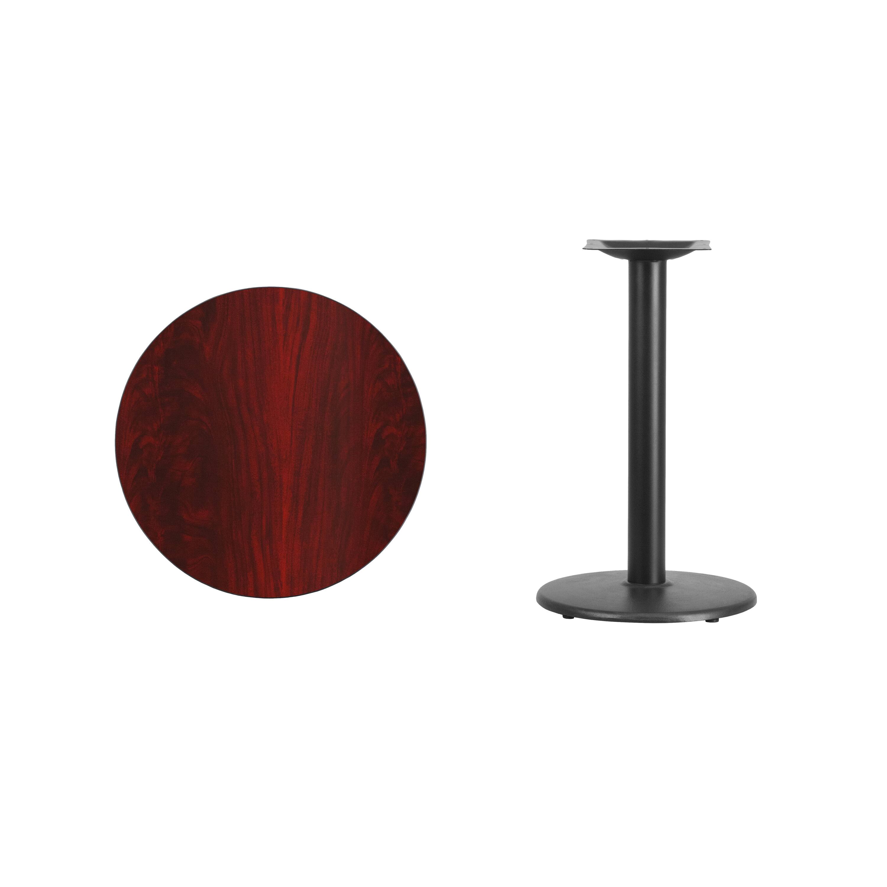 Alt View 2. Emma + Oliver - 24" Round Laminate Table Top with 18" Round Table Height Base - Mahogany.