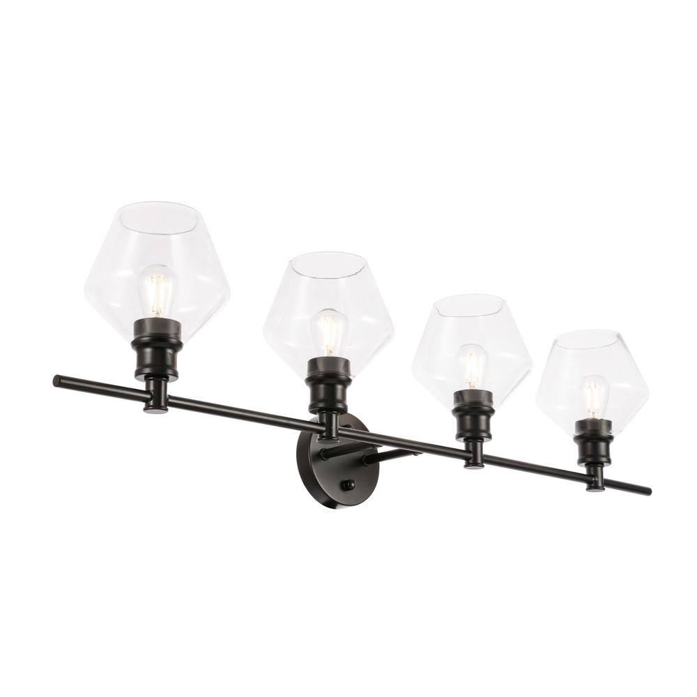 Alt View 4. Living District - Gene 4 light Black and Clear glass Wall sconce - Black And Clear Glass.