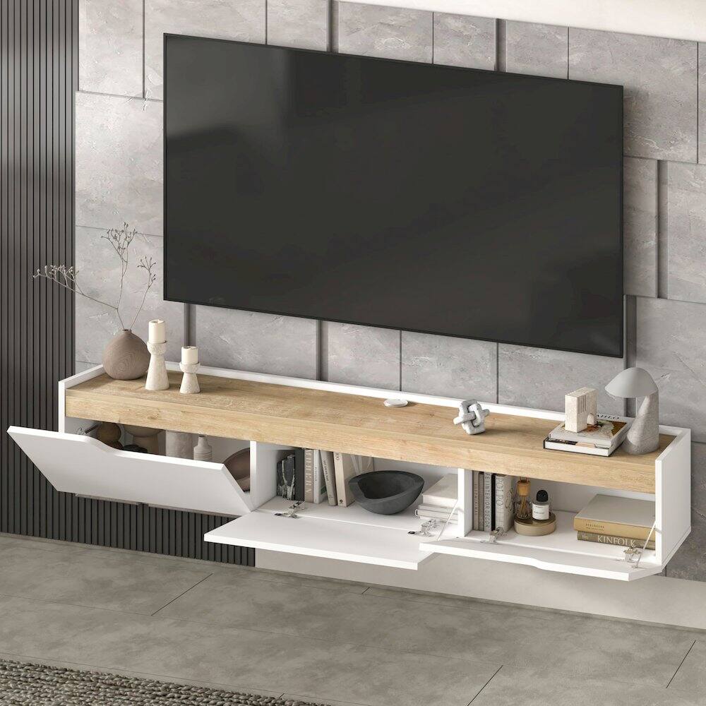 Alt View 1. Atelier Mobili - Floating TV Stand for Up to 80 Inch TVs – Wall Mounted Entertainment Center - Multi.