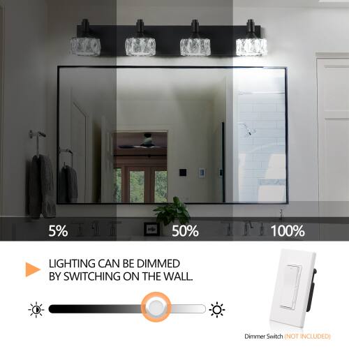 5% 50% 100% LIGHTING CAN BE DIMMED BY SWITCHING ON THE WALL Dimmer Switch (NOT INCLUDED)