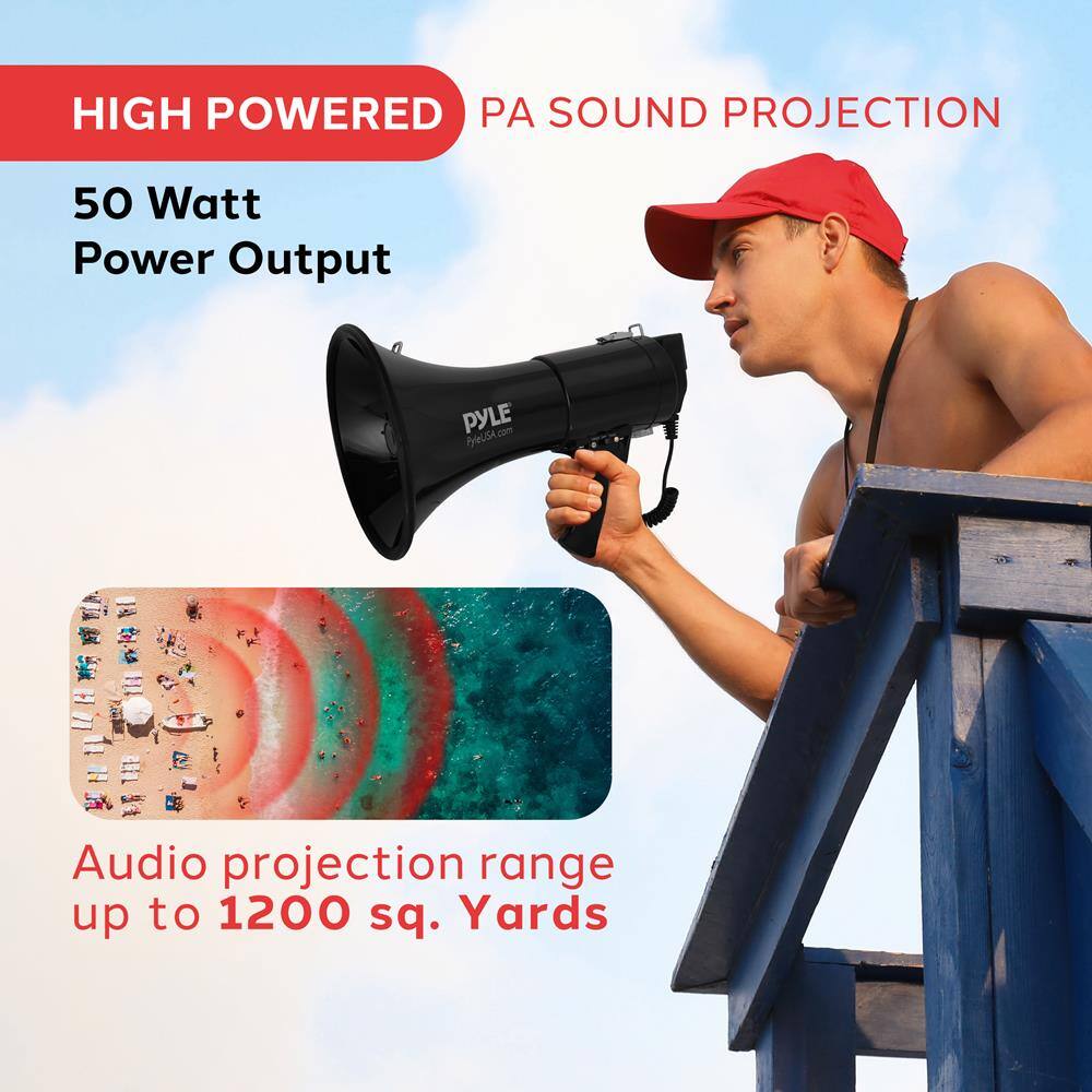 HIGH POWERED PA SOUND PROJECTION

50 Watt Power Output

Audio projection range up to 1200 sq. Yards