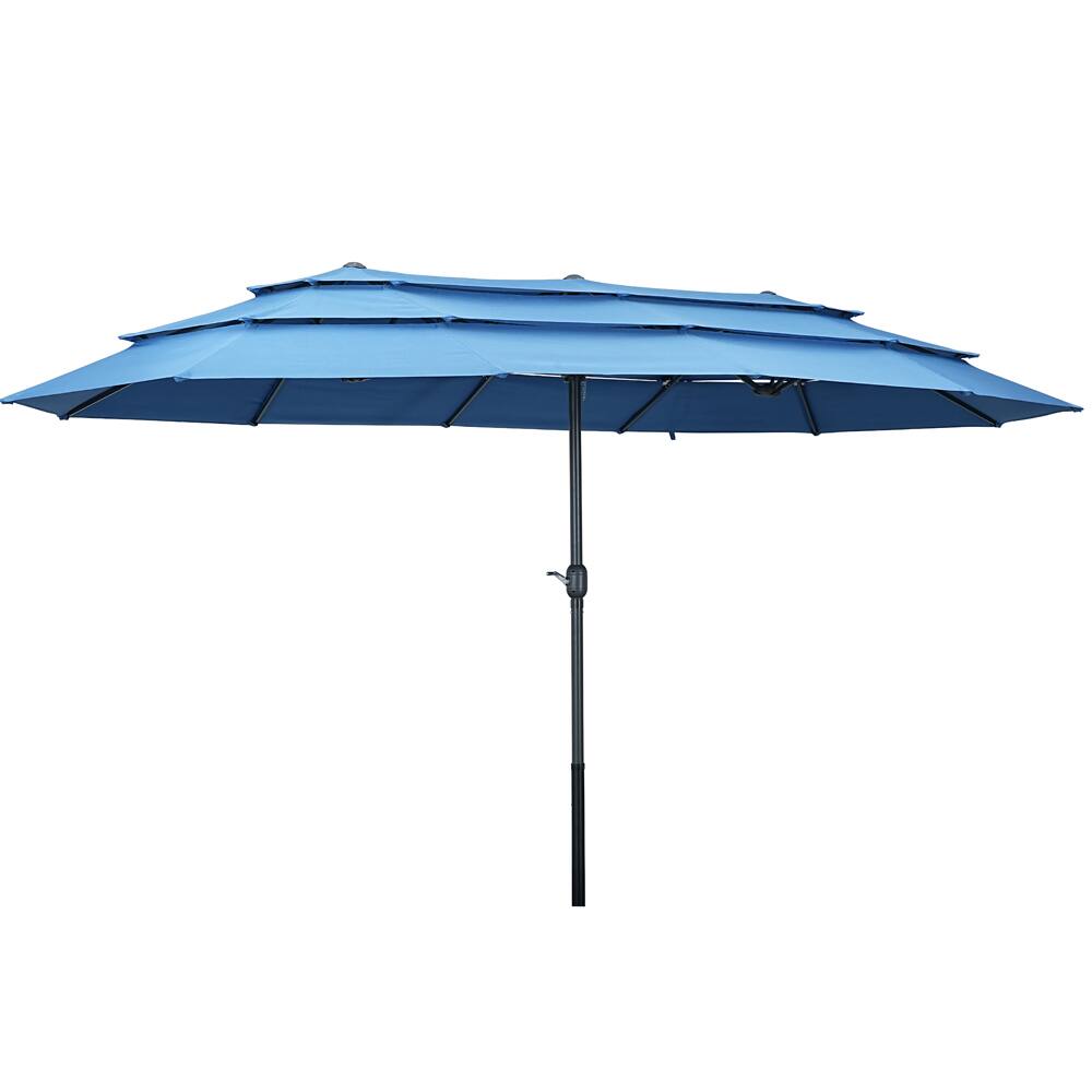 Left. Ainfox - Ainfox 15ft Vented Large Market Table Umbrella Outdoor Patio Umbrellas - Blue.