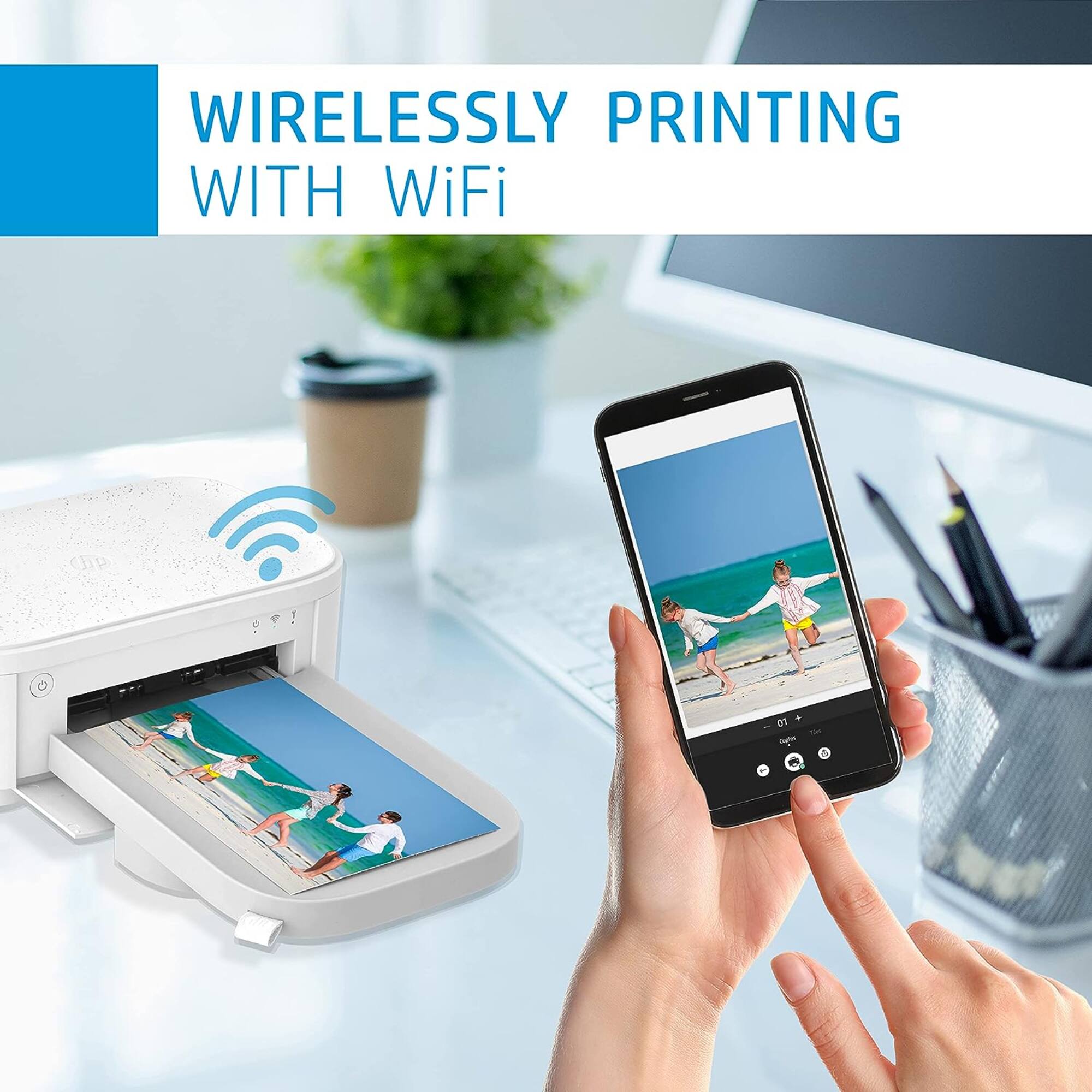 Wirelessly printing with WiFi on a smartphone.