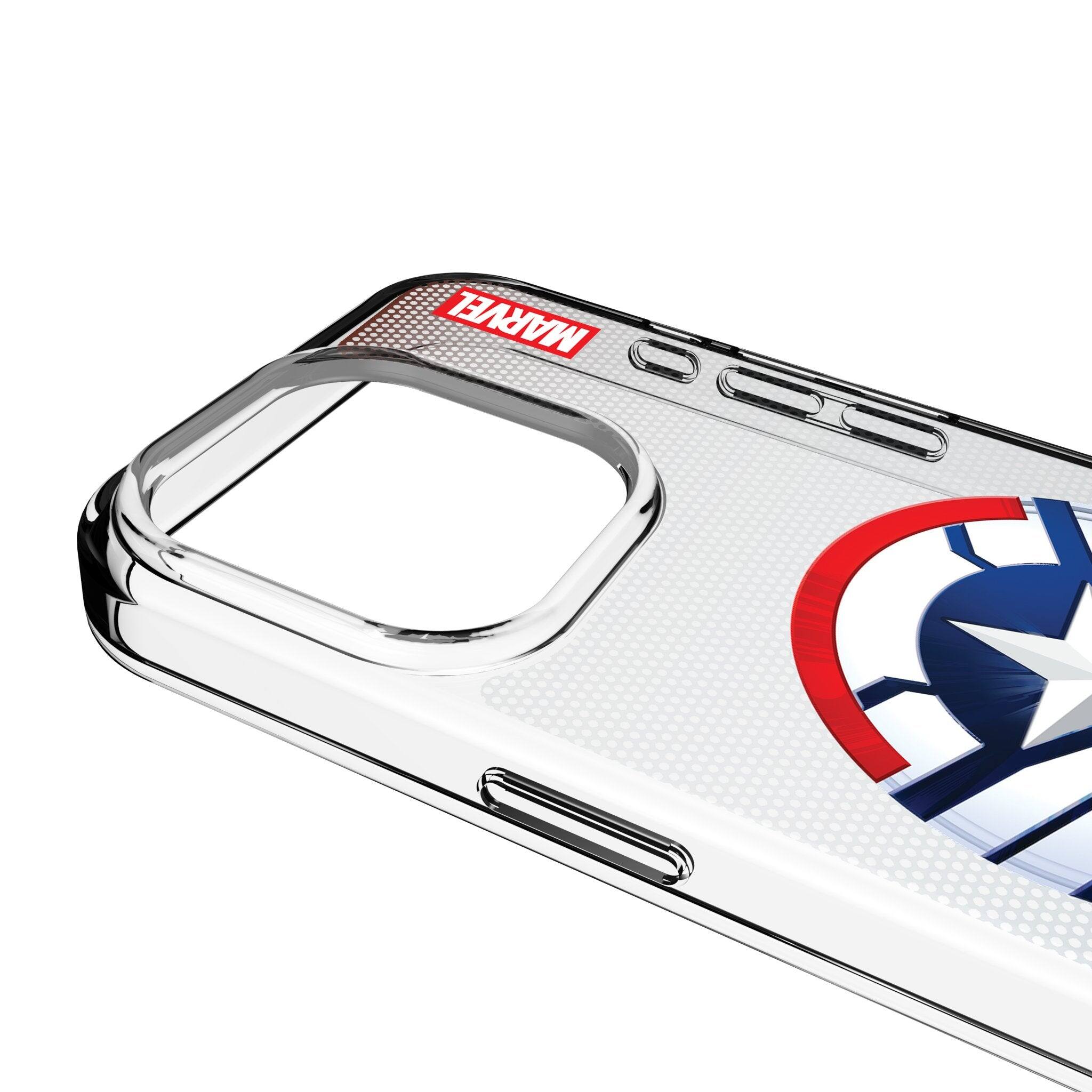 Left. Keyscaper - Marvel Grid Clear Phone Case - Apple iPhone 14 - Sam Wilson Captain America.