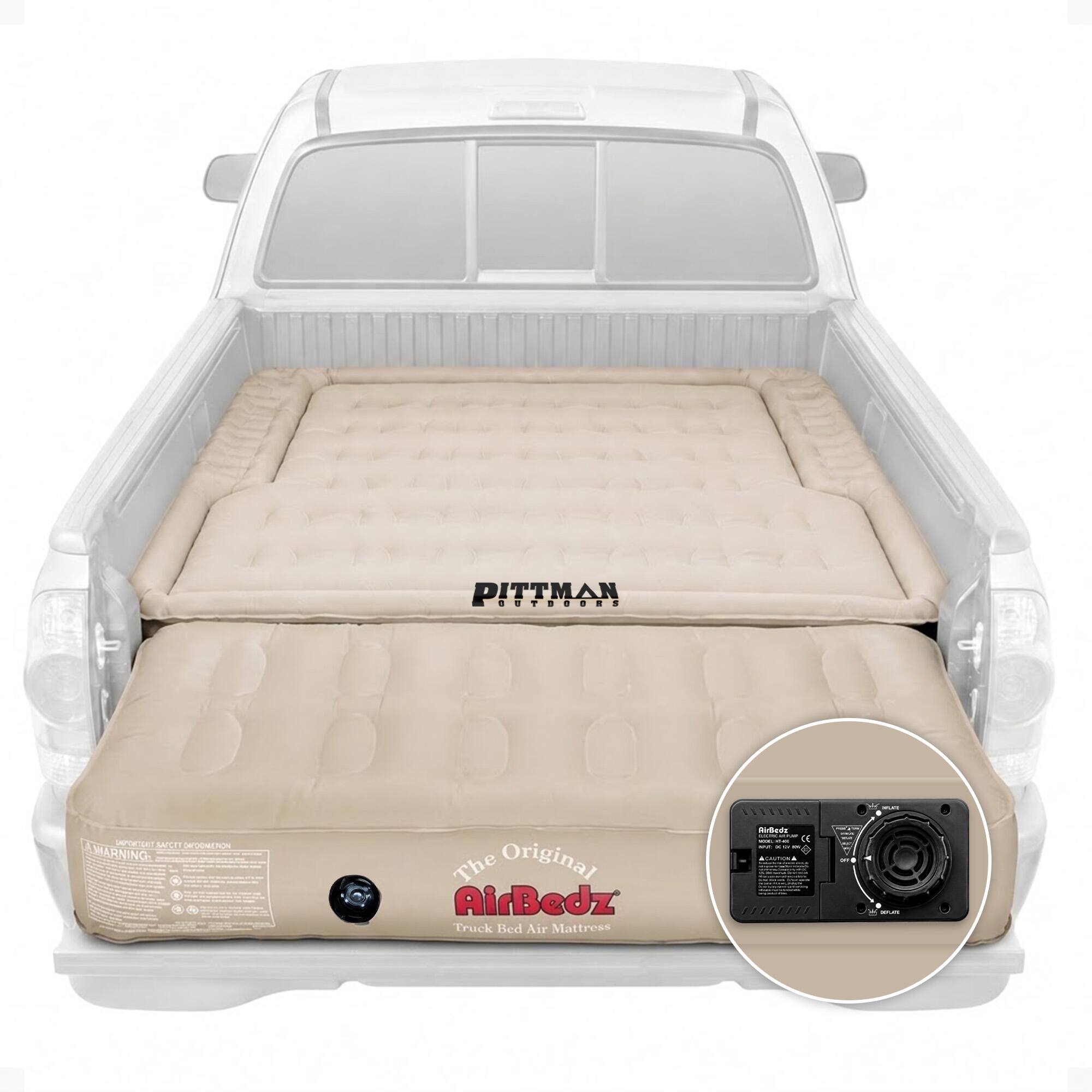 PITTMAN OUTDOORS

LAUFORTICALT SATCET DAFORMETION WARNING

The Original AirBedz Truck Bed Air Mattress

11 RirBeds E - BUT AnamonA A

OFF

SOLATE 72