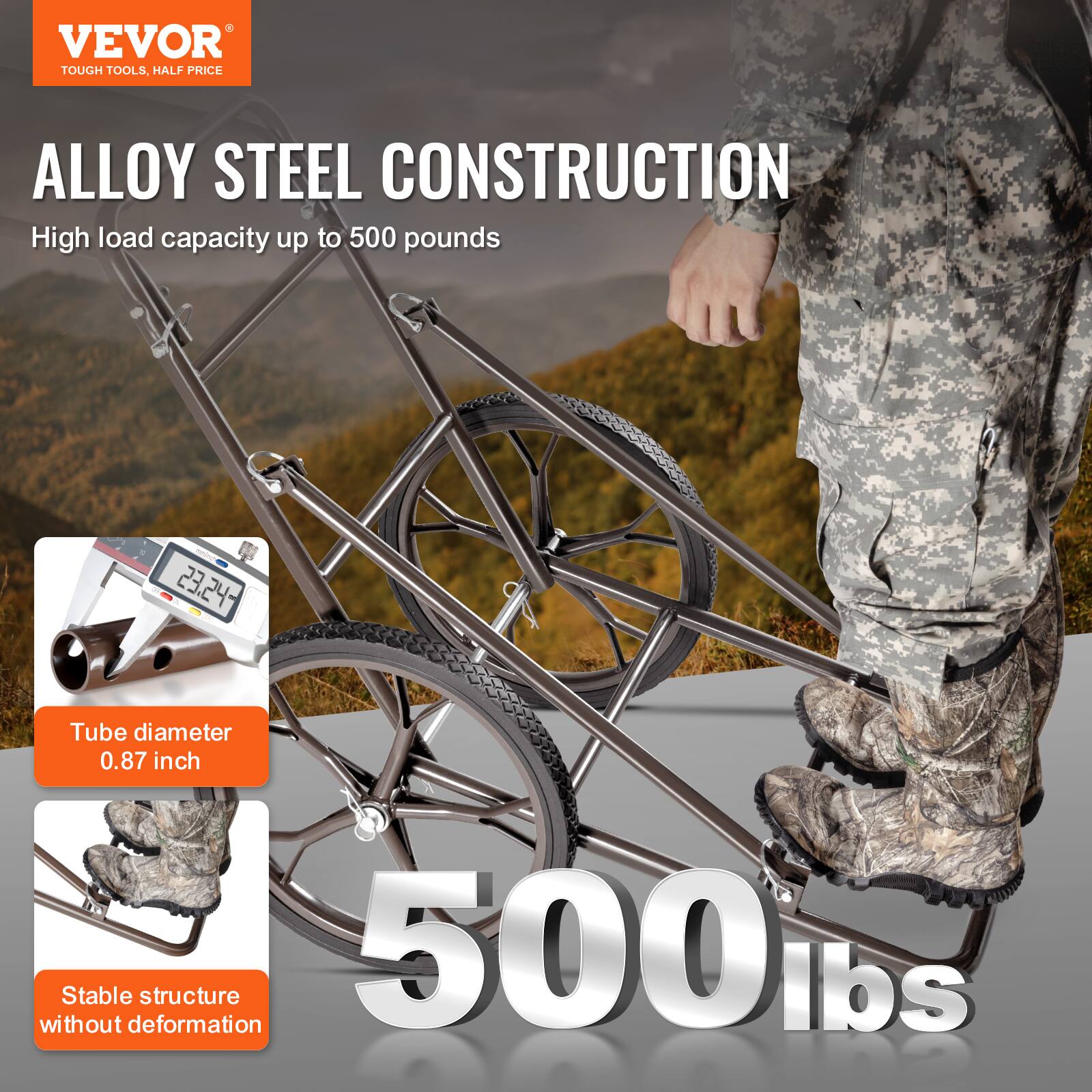 VEVOR TOUGH TOOLS, HALF PRICE

ALLOY STEEL CONSTRUCTION

High load capacity up to 500 pounds

Tube diameter 0.87 inch

Stable structure without deformation

500 lbs