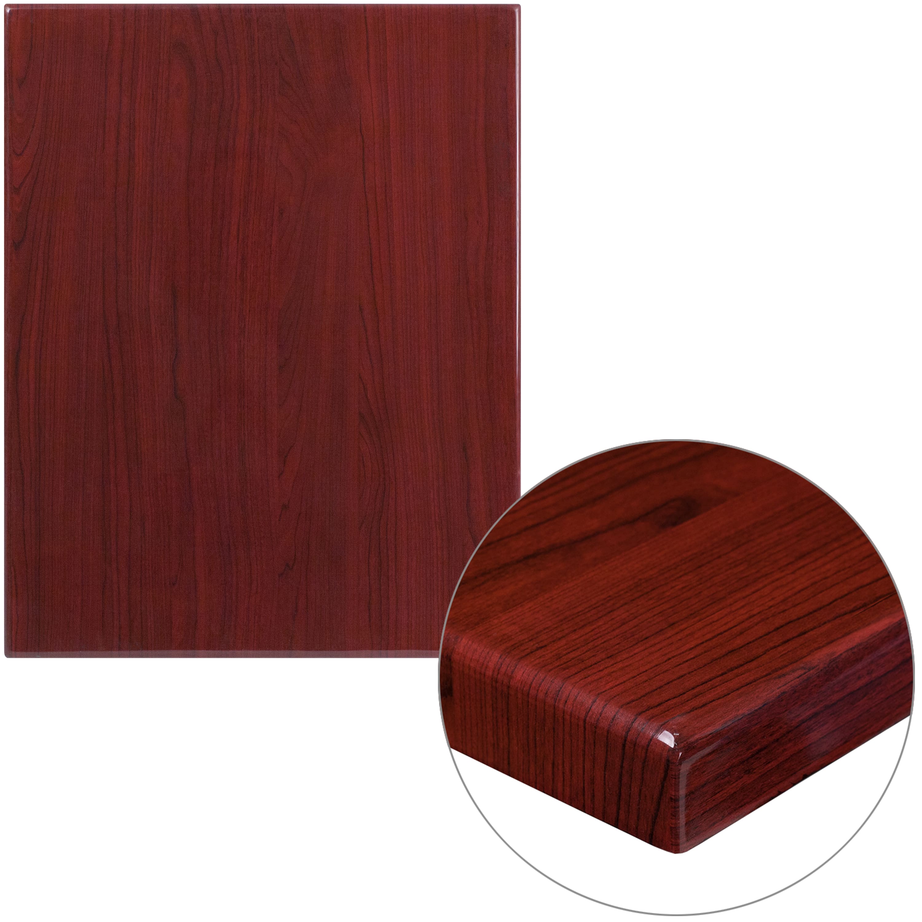 Emma + Oliver - 24"x30" High-Gloss Resin Table Top with 2" Thick Drop-Lip - Mahogany