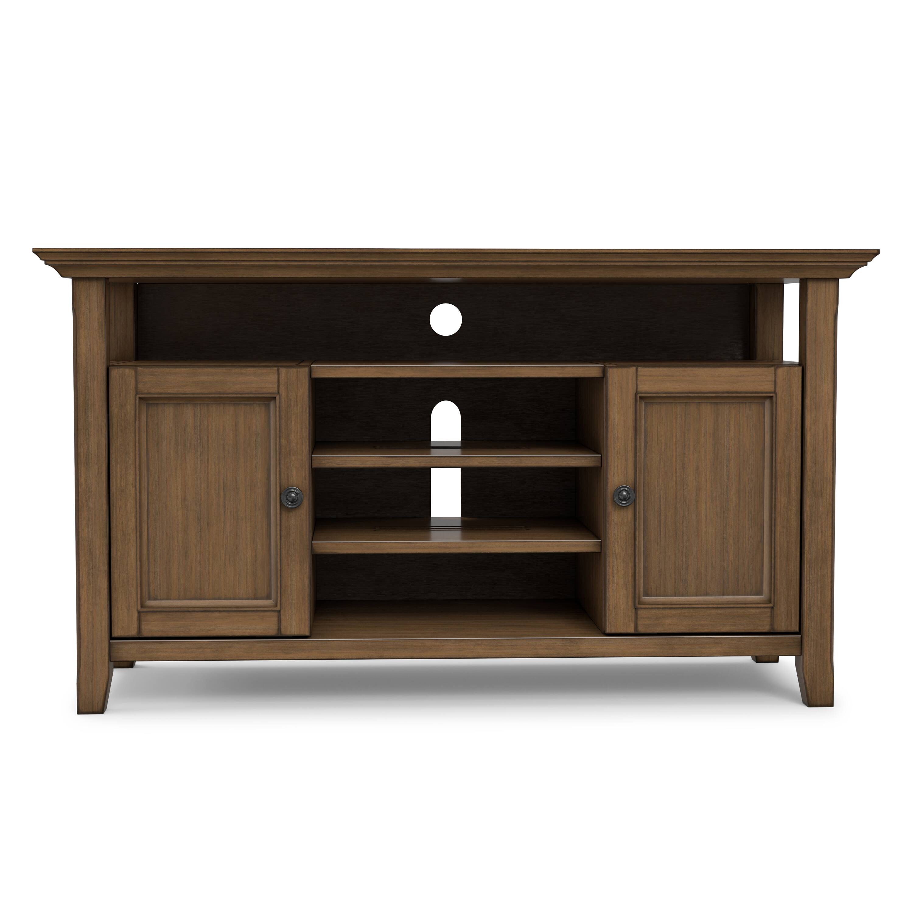 Left. Simpli Home - Amherst Wide Transitional TV Media Stand for Most TVs up to 60" - Rustic Natural Aged Brown.
