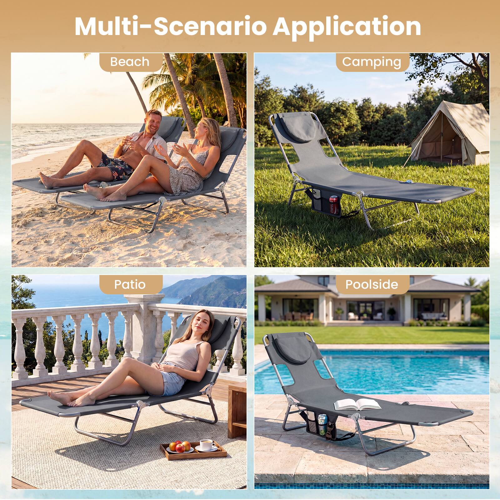 Multi-Scenario Application

Beach  
Camping  
Patio  
Poolside