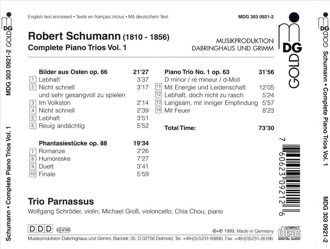 Back. Schumann: Complete Piano Trios, Vol. 1 [CD].