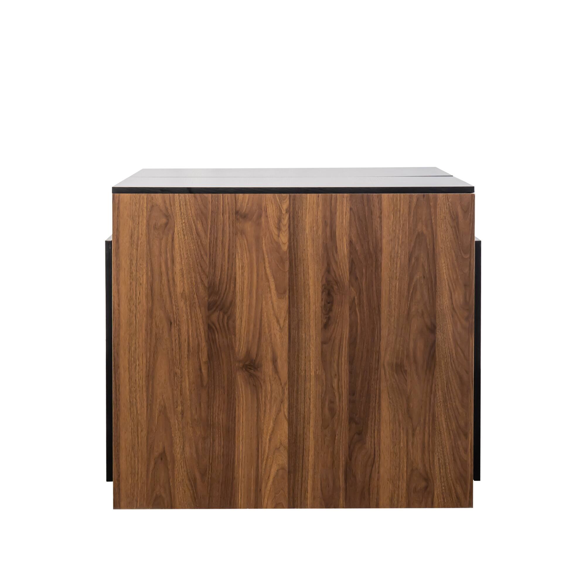 Alt View 2. Tiramisubest - Modern Multifunctional Extendable Dining Table with Outlet, Space Saving Expanding Table with Storage, Walnut+black - Walnut+black.