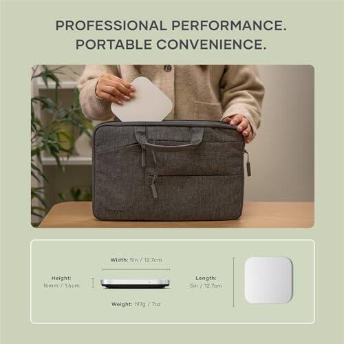 PROFESSIONAL PERFORMANCE.  
PORTABLE CONVENIENCE.  

Width: 5 in / 12.7 cm  
Height: 16 mm / 1.6 cm  
Length: 5 in / 12.7 cm  
Weight: 197 g / 7 oz