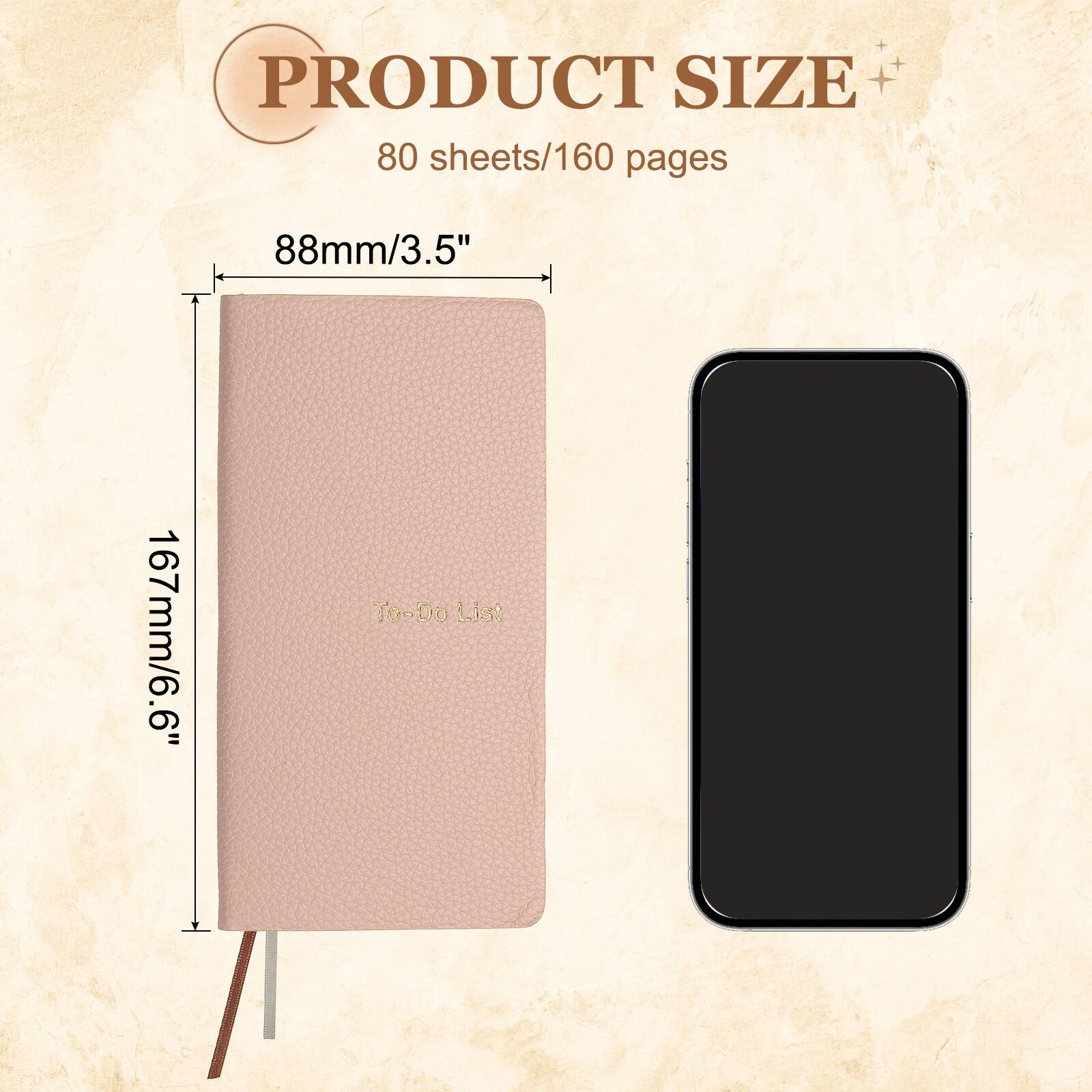 PRODUCT SIZE  
80 sheets/160 pages  
88mm/3.5"  
167mm/6.6"  
To-Do List