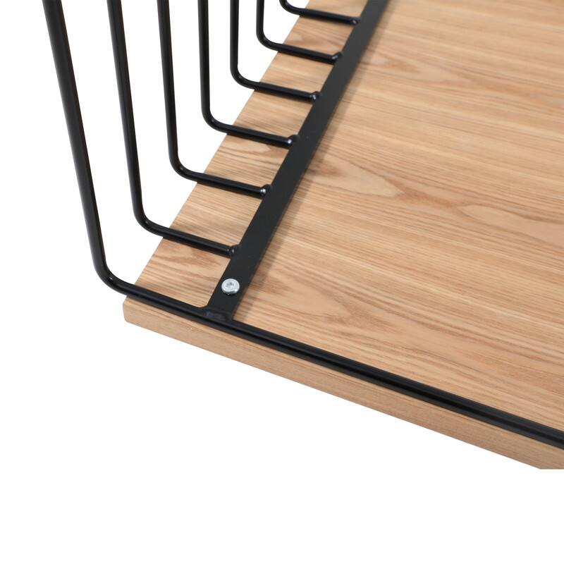 Alt View 7. LeisureMod - Walden Modern Ash Wood Veneer Coffee Table with Powder Coated Steel Base for Home Living Room - Black.