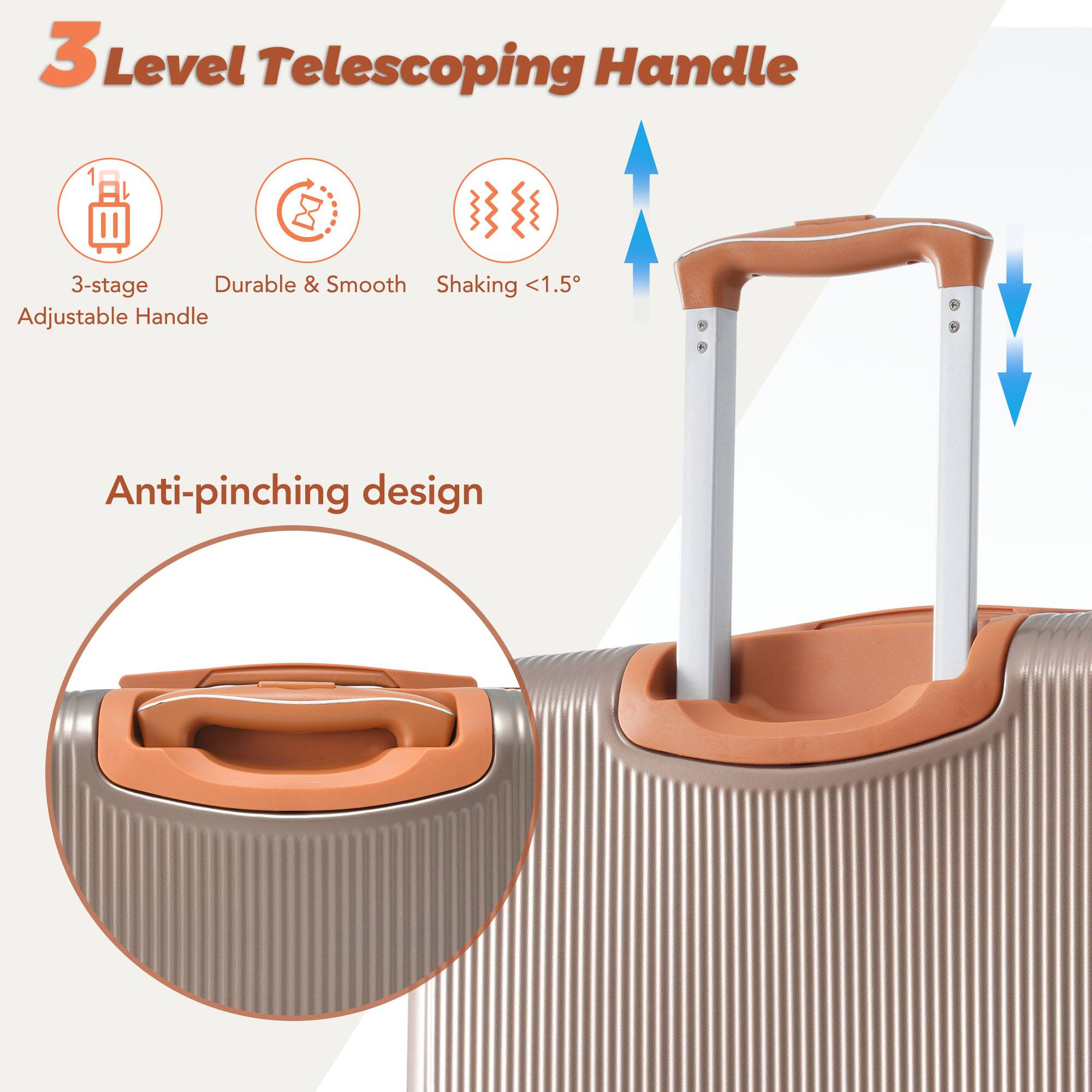 3 Level Telescoping Handle

- 3-stage Adjustable Handle
- Durable & Smooth
- Shaking <1.5°

Anti-pinching design