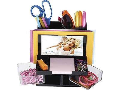 Alt View 1. Officemate - OfficeMate VersaPlus Photo 9 Compartment Plastic Compartment Storage, Black (23112) - Black/Clear.