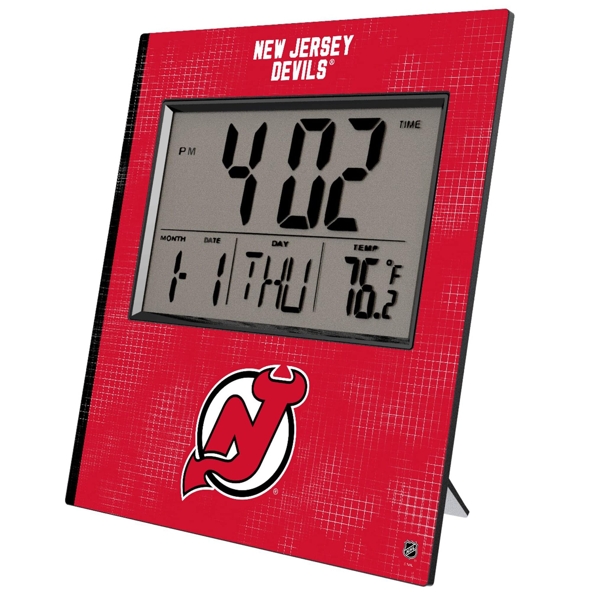 Keyscaper - New Jersey Devils Cross Hatch Digital Desk Clock - Multicolor