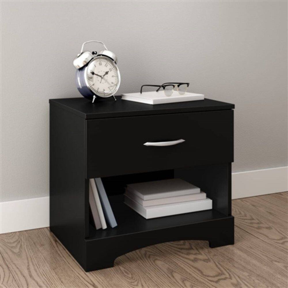 Angle. Hivvago - Hivvago Modern 1 Drawer Nightstand End Side Table Storage - Black.
