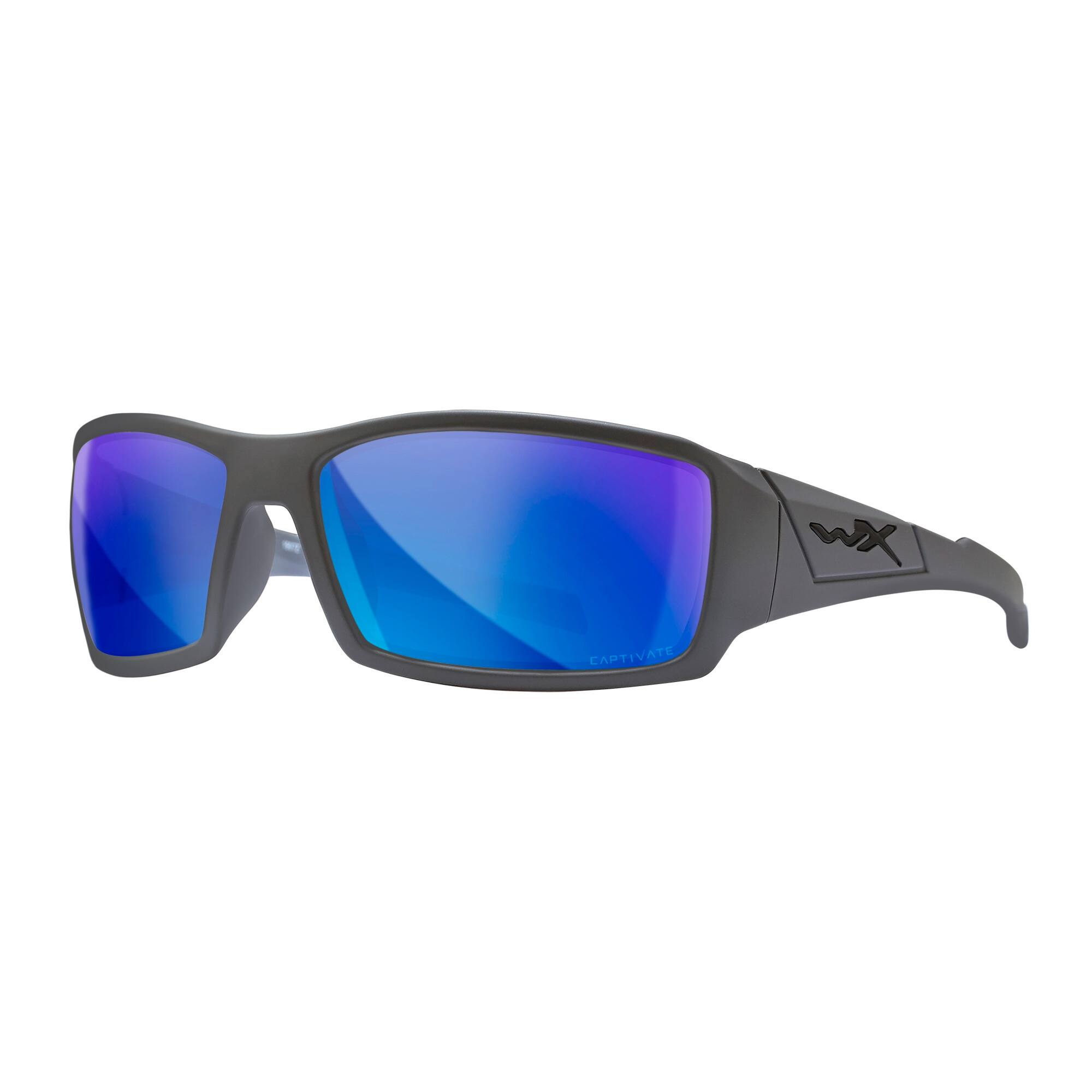 Angle. Wiley X - Wiley-X WX Twisted Sunglasses (Polarized Blue Mirror Lens, Matte Gray Frame) - Blue.