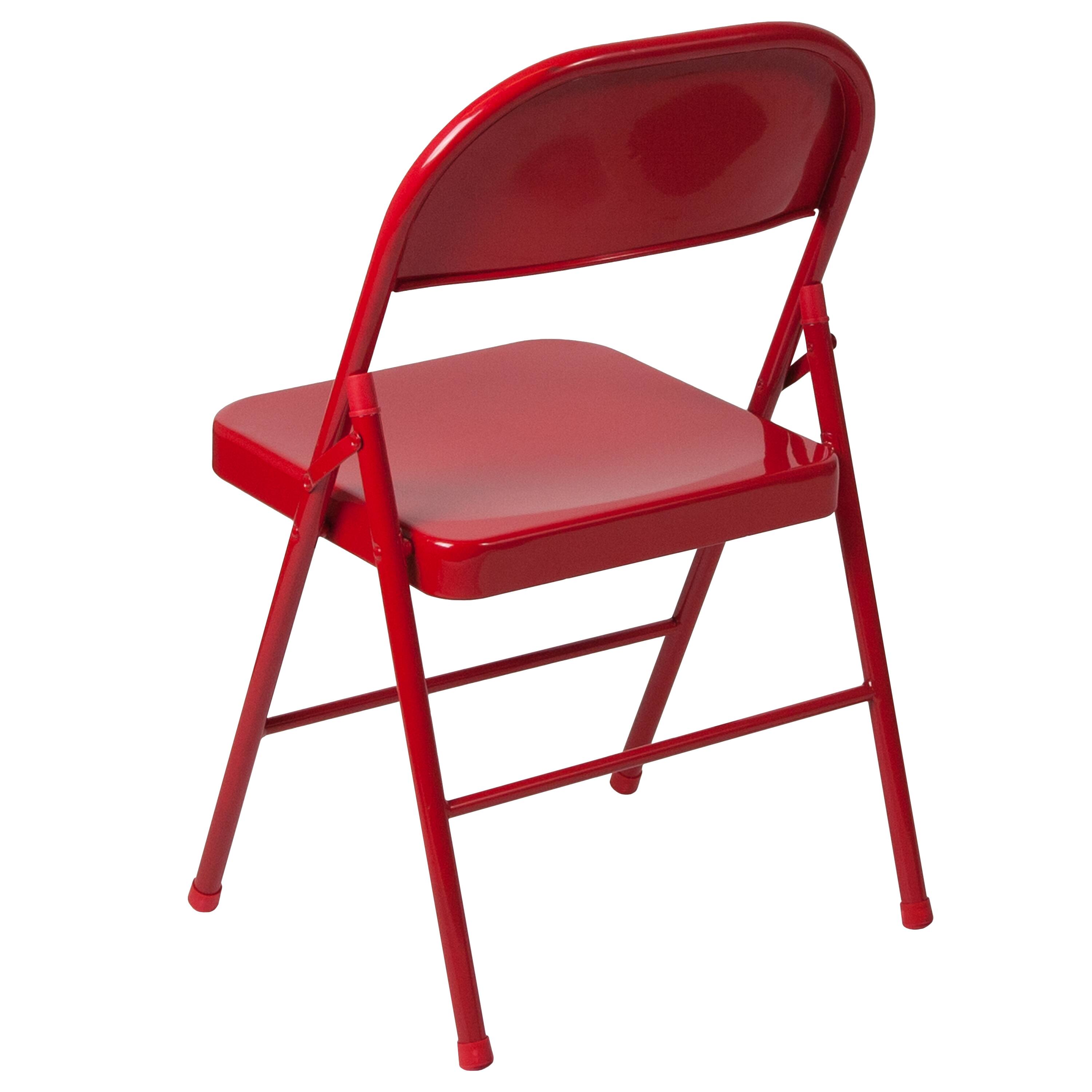 Alt View 8. Emma + Oliver - 4 Pack Double Braced Commercial Party Events Steel Metal Folding Chair - Red.