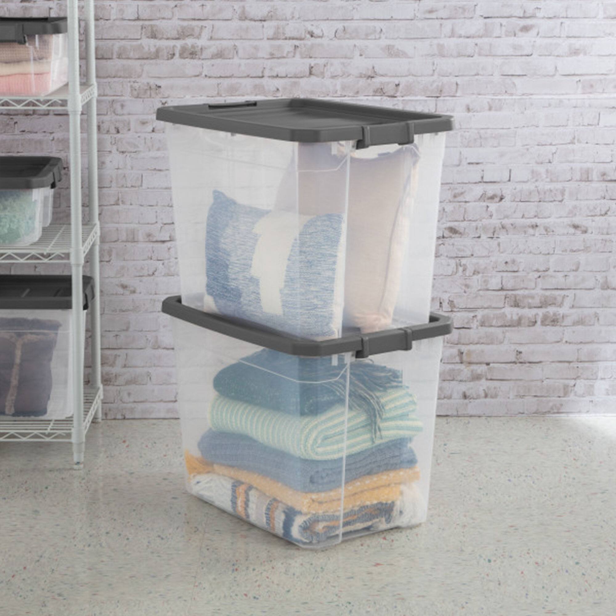 Alt View 5. Sterilite - Sterilite 108 Qt Clear Stacker Storage Container Tote w/ Latching Lid, 16 Pack - Clear.