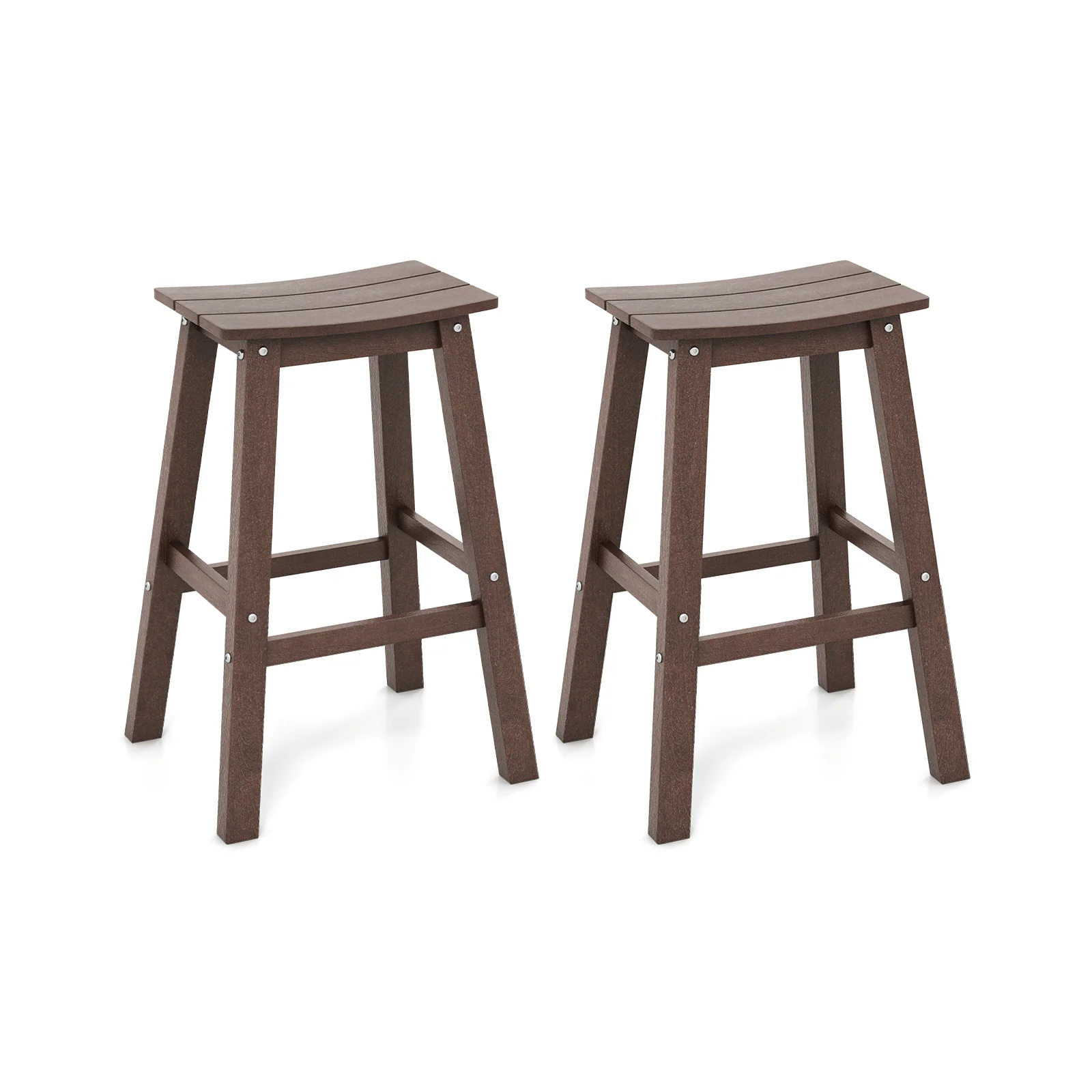 Alt View 5. Gymax - Gymax 2 PCS 29'' Patio Bar Stool Armless Saddle Stools w/ Curved Seat & Footrests Brown - Brown.