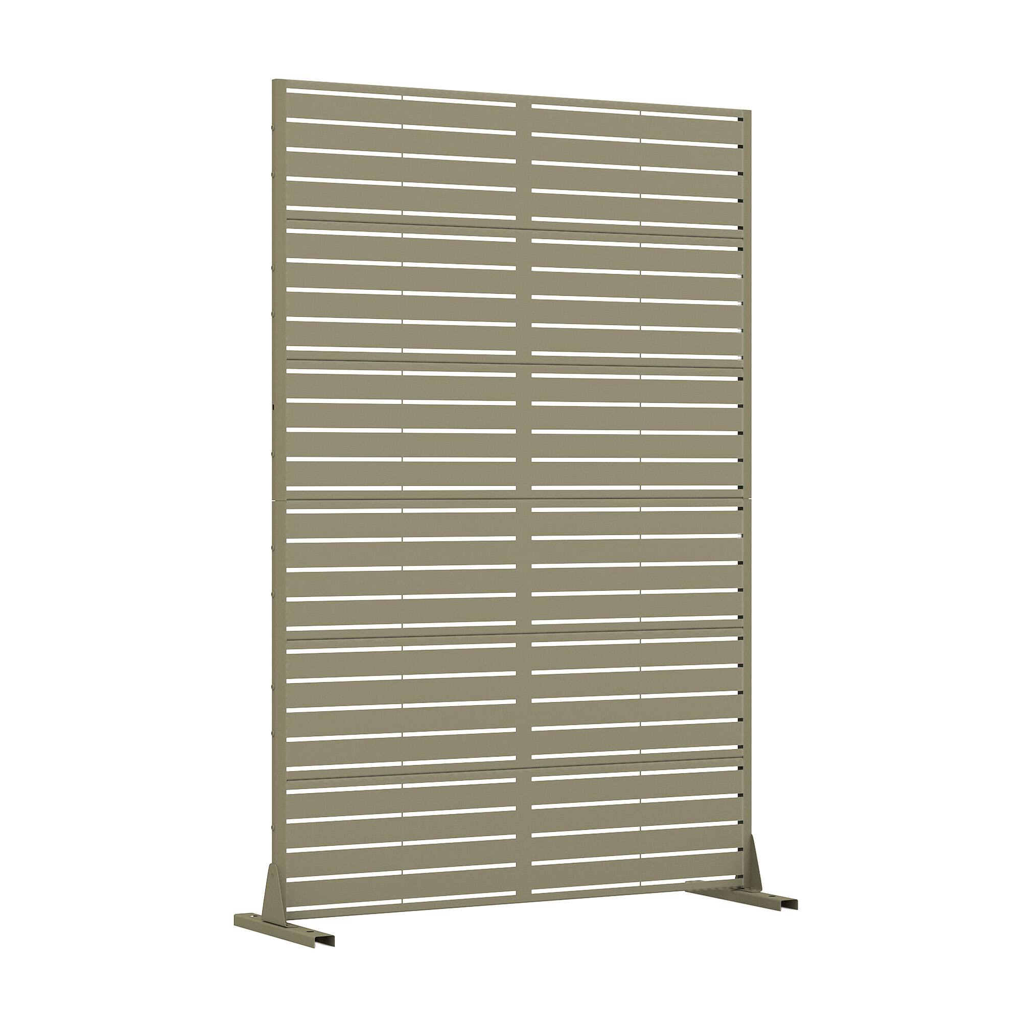 Angle. PexFix - 72 in. x 47 in. Louvered Pattern Metal Outdoor Privacy Screen & Panels, Freestanding Garden Divider Fence - Olive Gray.