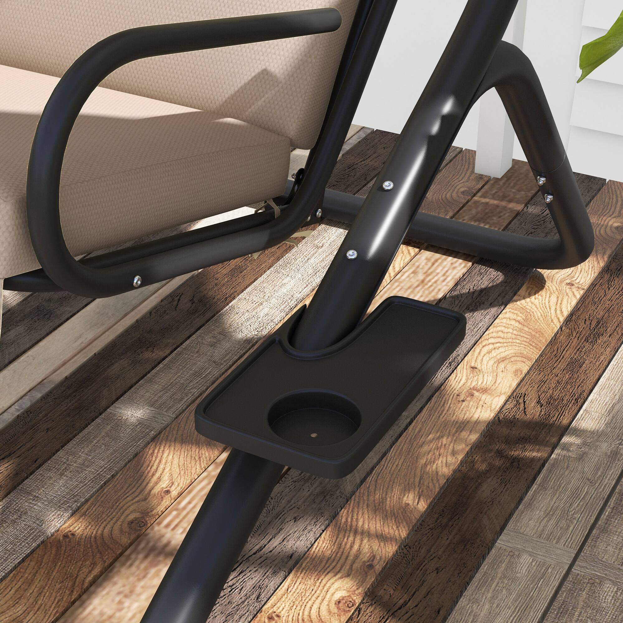 Alt View 4. Outsunny - Outsunny Patio Swing Chair with 2 Separate Seats Outdoor Swing with Removable Canopy and Cup Holders for Porch.