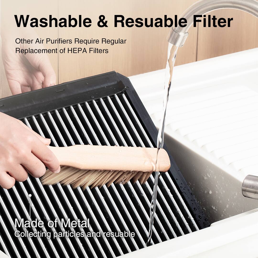 Washable & Resuable Filter

Other Air Purifiers Require Regular Replacement of HEPA Filters

Made of Metal

Collecting particles and resuable