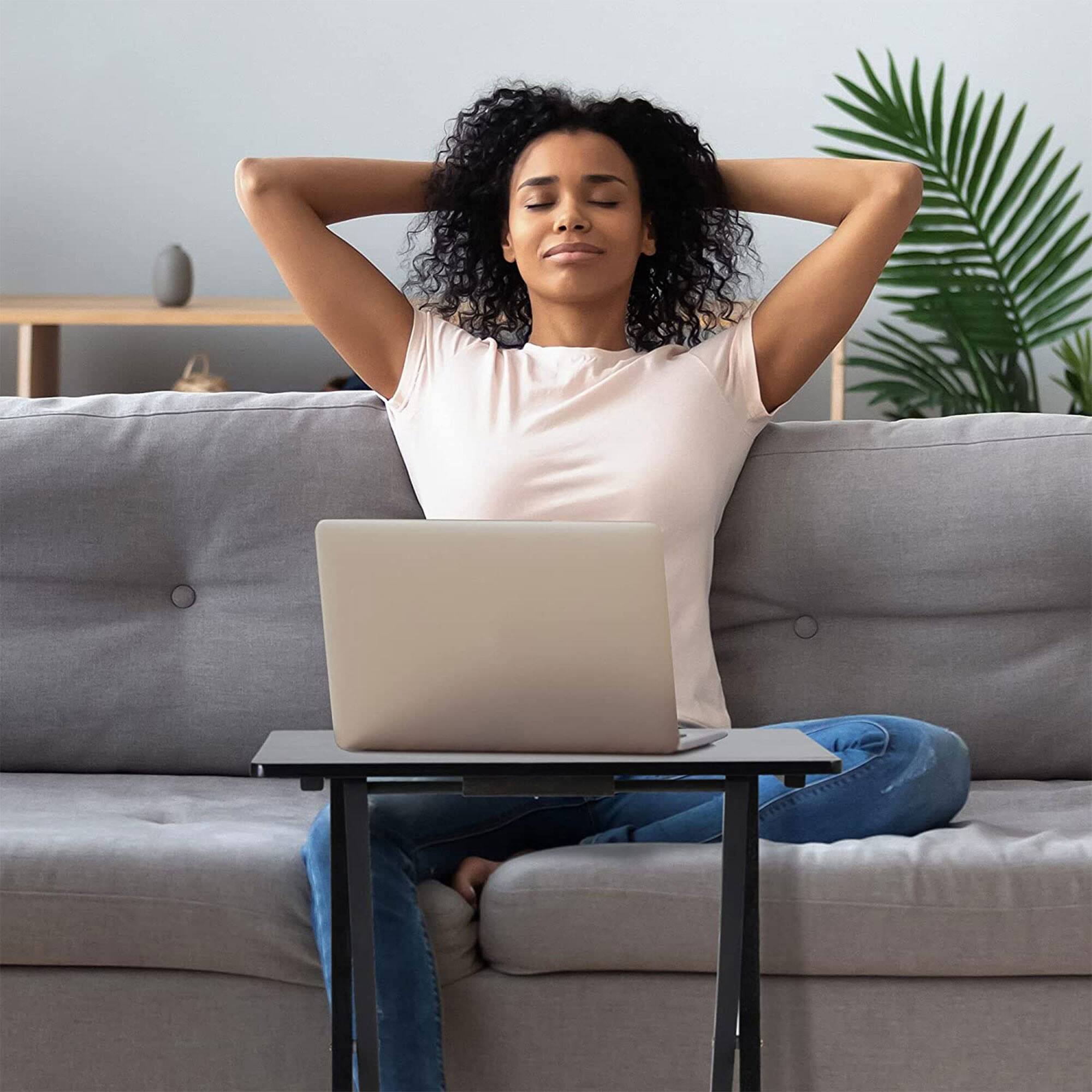 Alt View 2. PJ Wood - PJ Wood Folding TV Tray Tables with Compact Storage Rack, Black, 5 Piece Set - Black.